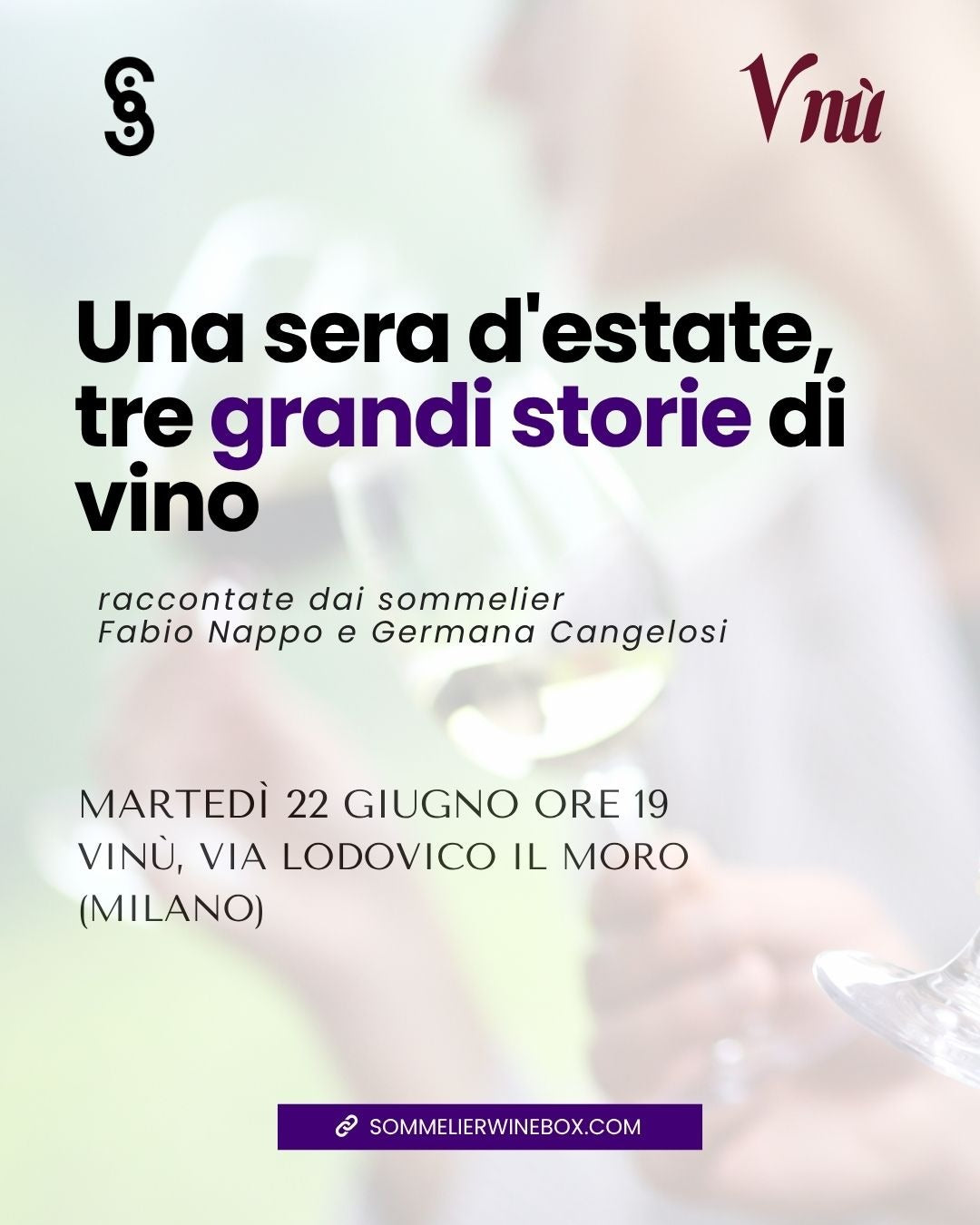 Evento 23 giugno 26: "una sera d'estate, tre grandi storie di vino"