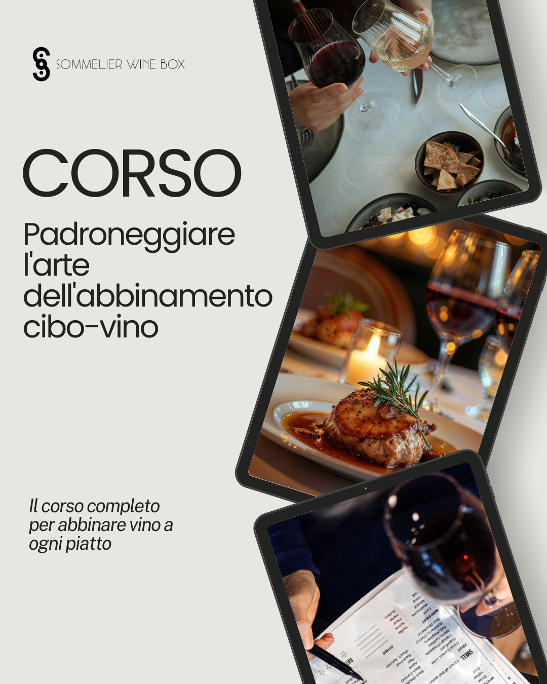 Corso "Padroneggiare l'arte dell'abbinamento cibo-vino"