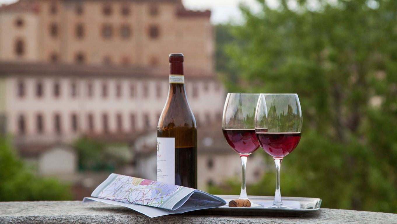 Italian Barolo bottle with two glasses